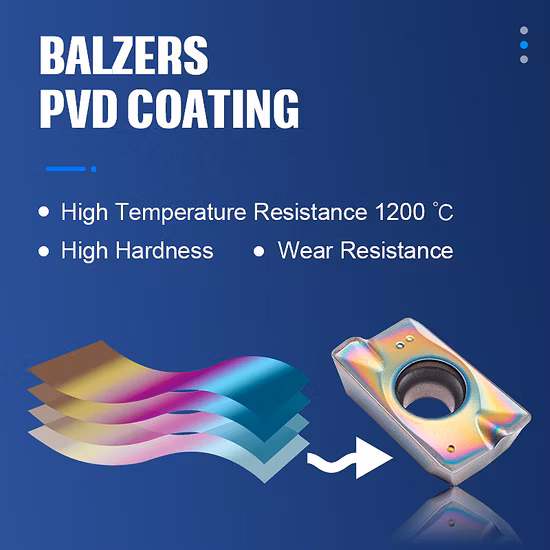 Outils de coupe CNC Face fraisage carbure Coate bleu royal pour l'usinage de l'alliage de titane Apmt1604pder-H2